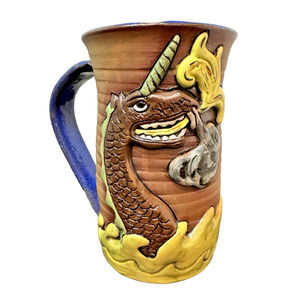 A&A POTTERY AMITA & ALAN YARMARK Unicorn Sea Dragon Mug Cotopaxi Colorado 26oz